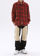 Red Raw Edge Flannel Overshirt