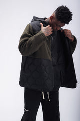 Black Dual Fabric Quilted Liner Jacket