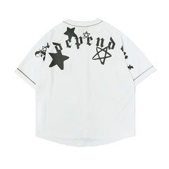 White Shooting Stars Mesh Baseball Shirt
