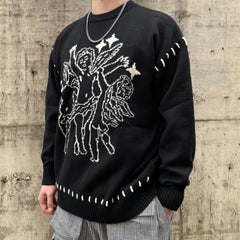 Black Angels Of Death Knit Crew Neck Sweatshirt