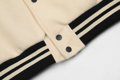 Khaki Schneider Racing Cams Embroidered Leather Varsity Jacket