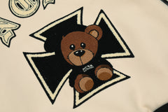 Khaki Schneider Racing Cams Embroidered Leather Varsity Jacket