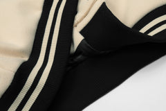 Khaki Schneider Racing Cams Embroidered Leather Varsity Jacket