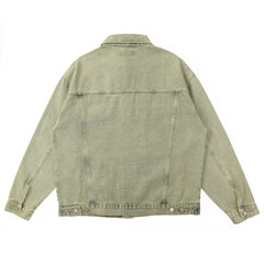 Yellow Tint Wash Ripped & Distressed Denim Jacket