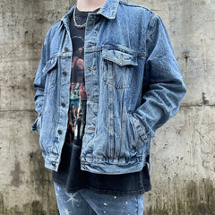 Blue Wrinkle Wash Trucker Denim Jacket