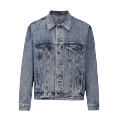 Blue Wrinkle Wash Trucker Denim Jacket