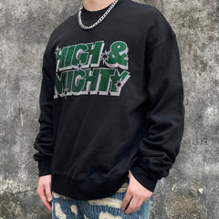 Black High & Mighty Rhinestone Crew Sweatshirt