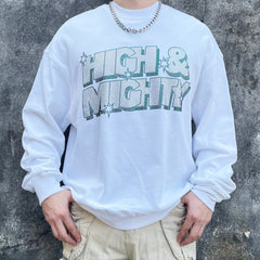 White High & Mighty Rhinestone Crew Sweatshirt