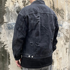 Black Ripped & Distressed Denim Jacket
