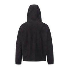 Black & Beige Dual-Sided Fleece Zip-Up Hoodie