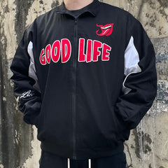 Black Good Life Lil Devil Patch Nylon Bomber Jacket