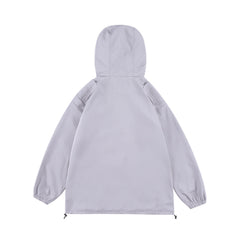 Grey Zip Waterproof Shell Hooded Jacket