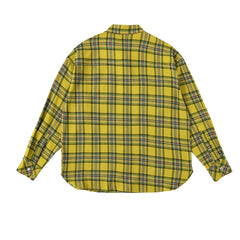 Yellow & Green Plaid Antique Snap Button-Up Flannel Shirt