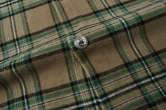 Khaki & Green Plaid Antique Snap Button-Up Flannel Shirt