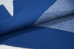 Blue Starday Towel Patch Knit Crew Neck Sweatshirt
