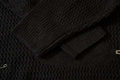 Black Safety Pin Knitting-Needle Chunky-Knit Jumper