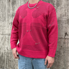 Red Safety Pin Knitting-Needle Chunky-Knit Jumper