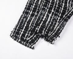 Black & White Raw Edge Wool Zip-Up Hoodie