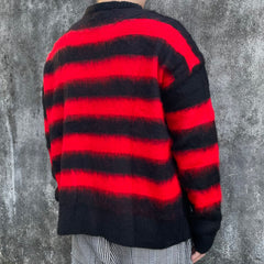 Red & Black Script Patch Mohair Crew Neck Sweatshirt