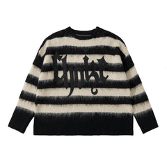 Black & White Script Patch Mohair Crew Neck Sweatshirt