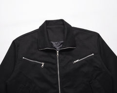 Black Twill Moto Bomber Jacket