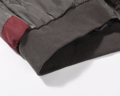 Dark Grey & Red Hardware Nylon Flight Jacket