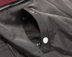 Dark Grey & Red Hardware Nylon Flight Jacket