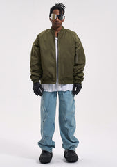 Army Green MA-1 Nylon Quilted Bomber Jacket