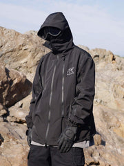 Black Panel Zip Waterproof Hybrid Jacket