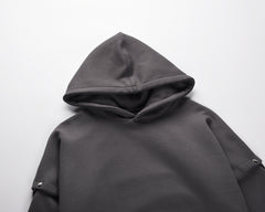 Dark Grey Detachable Snap Sleeve Hoodie