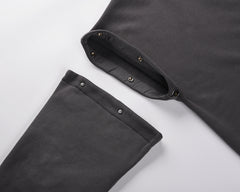 Dark Grey Detachable Snap Sleeve Hoodie