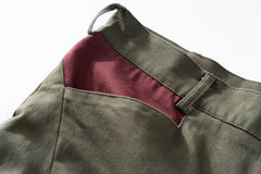 Olive Green Curved Seam Twill Pants