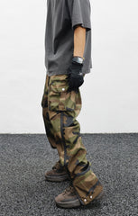 Camo Waterproof Side Rubber Zip & Snap Cargo Tactical Pants