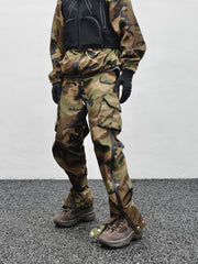 Camo Waterproof Side Rubber Zip & Snap Cargo Tactical Pants