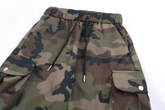 Camo Waterproof Side Rubber Zip & Snap Cargo Tactical Pants