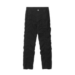 Black Ruched Side Zip Twill Pants