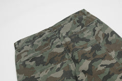 Camo Vintage Wash Flare Leg Twill Pants