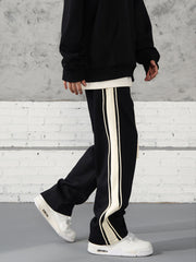 Black Contrast Side Stripe Knit Sweatpants