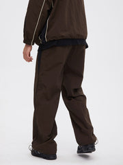 Brown & Black Toggle Waistband Wide Leg Track Pants