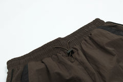 Brown & Black Toggle Waistband Wide Leg Track Pants