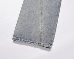 Light Blue Vintage Wash Multi Seam Flare Leg Denim