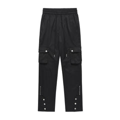 Black Zip & Snap Nylon Tech Pants