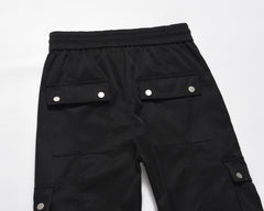 Black Zip & Snap Nylon Tech Pants