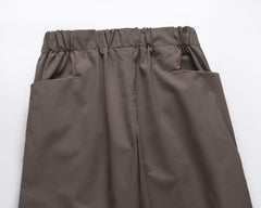 Dark Brown Side Rubber Zip & Rear Velcro Strap Nylon Pants