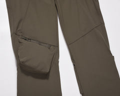 Green Multi 3D Zip Pocket & Leg Strap Pants