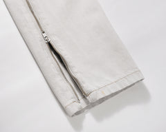 White Vintage Wash Side Zip Flare Leg Denim