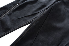 Black Waxed Banana Zip Slim Leg Denim