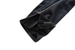 Black Waxed Banana Zip Slim Leg Denim