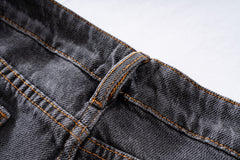 Black Dual Side Zip Panel Stacked Leg Denim