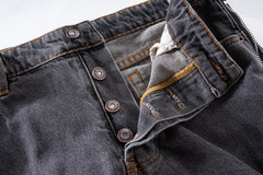 Black Dual Side Zip Panel Stacked Leg Denim